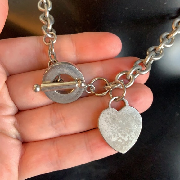 💗Silver Toggle Heart Necklace Vintage - Picture 2 of 6